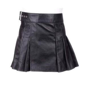 Ladies Black Leather Mini Kilt