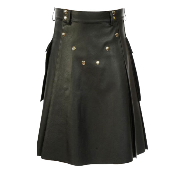 Leather Kilt - Black Leather Kilt