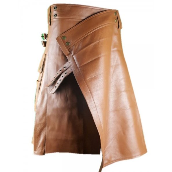 Leather kilt for men in brown color