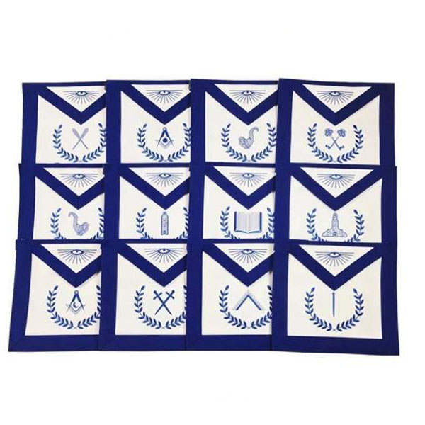 Masonic Blue Lodge Officers Apron - Set of 12
