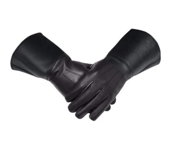 Masonic Piper Drummer Leather Gloves Black Soft Leather Knight Templar