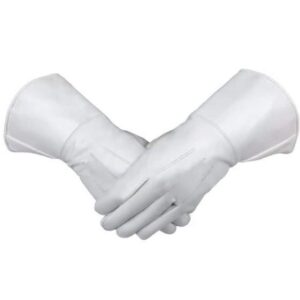 Masonic Piper Drummer Leather Gauntlets/Gloves White Soft Leather Knight Templar