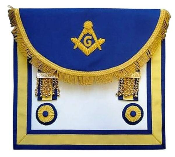 Master Mason Embroidered Apron - Blue and Yellow