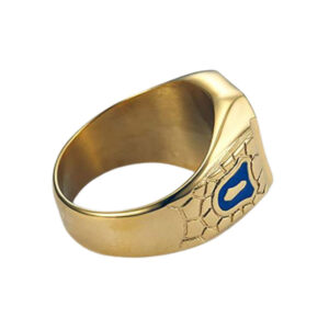 Stainless Steel Masonic Signet Ring - Blue Gold - Image 3