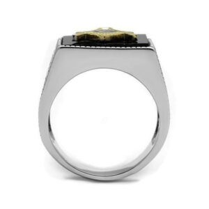 STAINLESS STEEL BLACK AGATE MEN’S MASONIC RING - Image 3